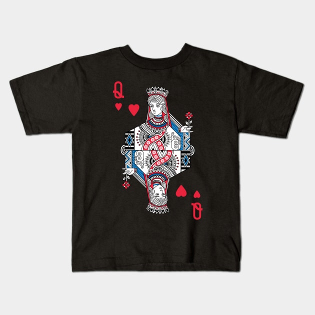 Queen Of Hearts Kids T-Shirt by SuperrSunday